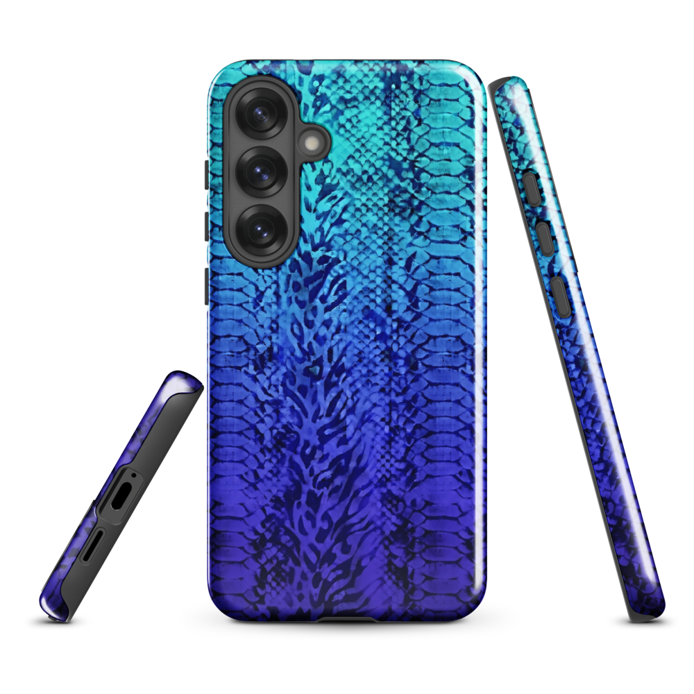 Vibrant Blue Snake & Leopard Print Tough Case for Samsung