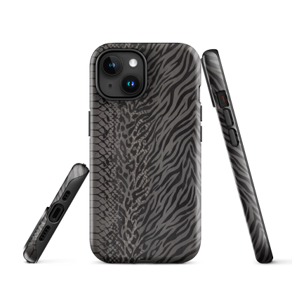 Dark Gray Zebra Print y2k inspired Tough Case for iPhone®