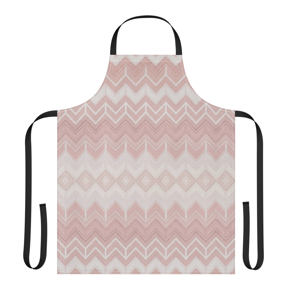 Pink & White Classic Chevron Pattern Strap Apron