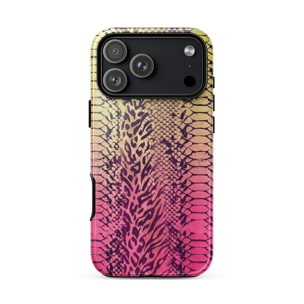 Yellow & Pink Snake Skin & Leopard Print Tough Case for iPhone®