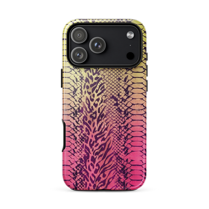 Yellow & Pink Snake Skin & Leopard Print Tough Case for iPhone®