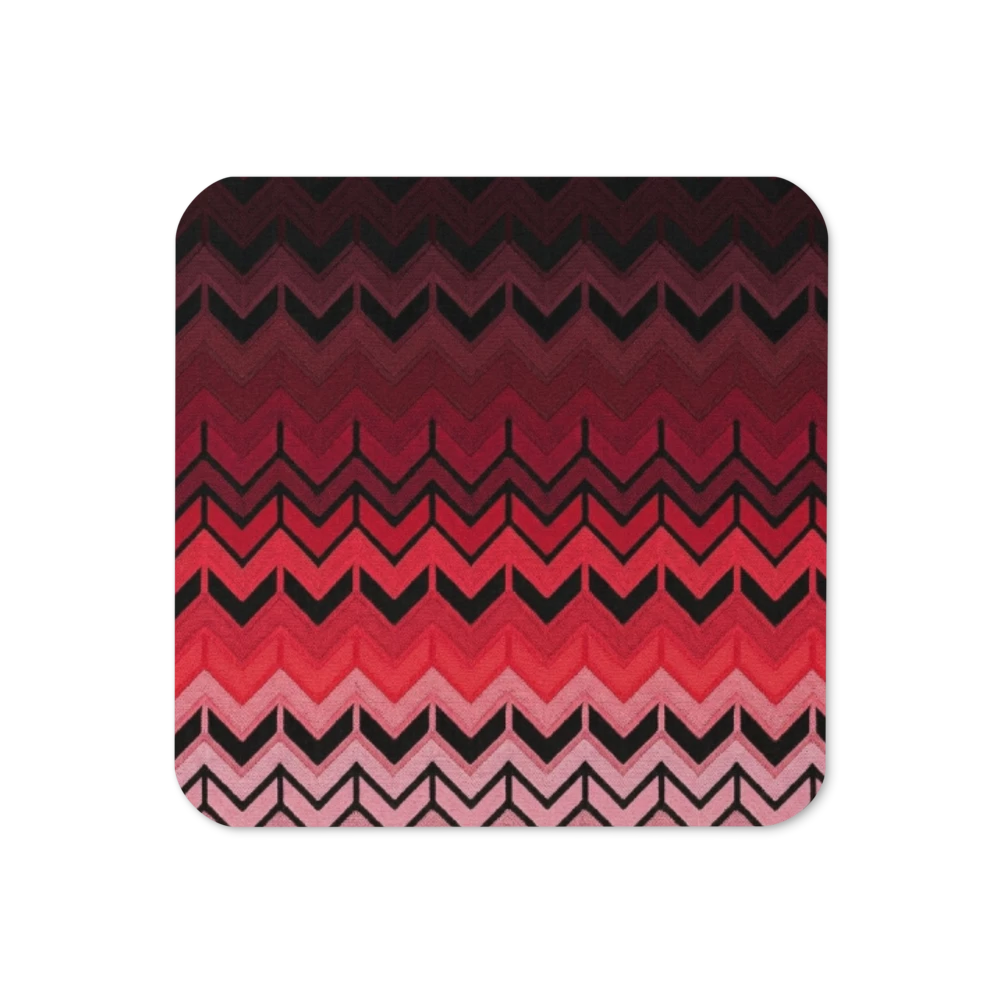 Red & Black Chevron Pattern Cork-Back Coaster