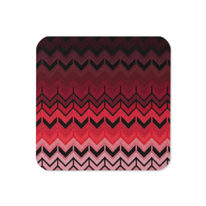 Red & Black Chevron Pattern Cork-Back Coaster