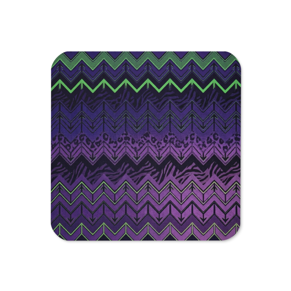 Halloween Edition Purple & Green Chevron Pattern Cork-Back Coaster