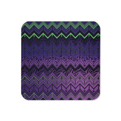Halloween Edition Purple & Green Chevron Pattern Cork-Back Coaster