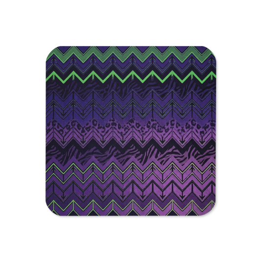 Halloween Edition Purple & Green Chevron Pattern Cork-Back Coaster