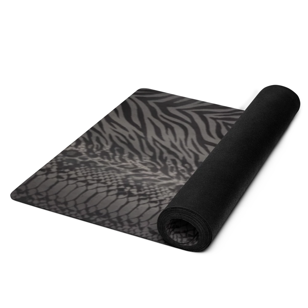 Dark Gray Zebra & Leopard Print Pilates Yoga Mat