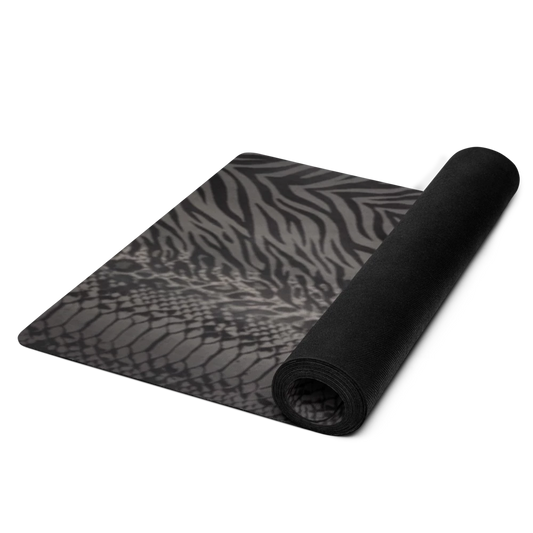 Dark Gray Zebra & Leopard Print Pilates Yoga Mat