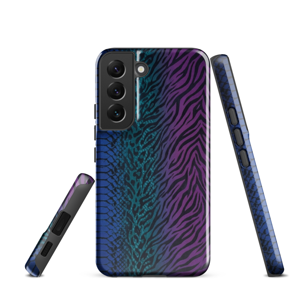 Blue to Purple Dark Snake Zebra & Leopard Print Tough Case for Samsung