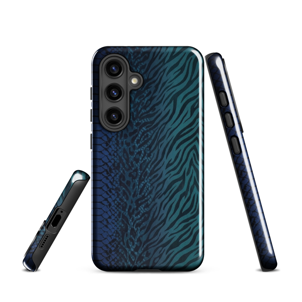 Blue & Teal Snake Skin Zebra & Leopard Print Tough Case for Samsung