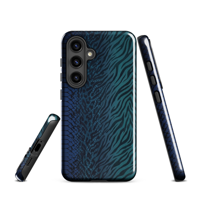 Blue & Teal Snake Skin Zebra & Leopard Print Tough Case for Samsung