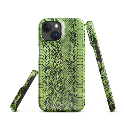 Green Snake Leopard & Zebra Print Snap Case for iPhone