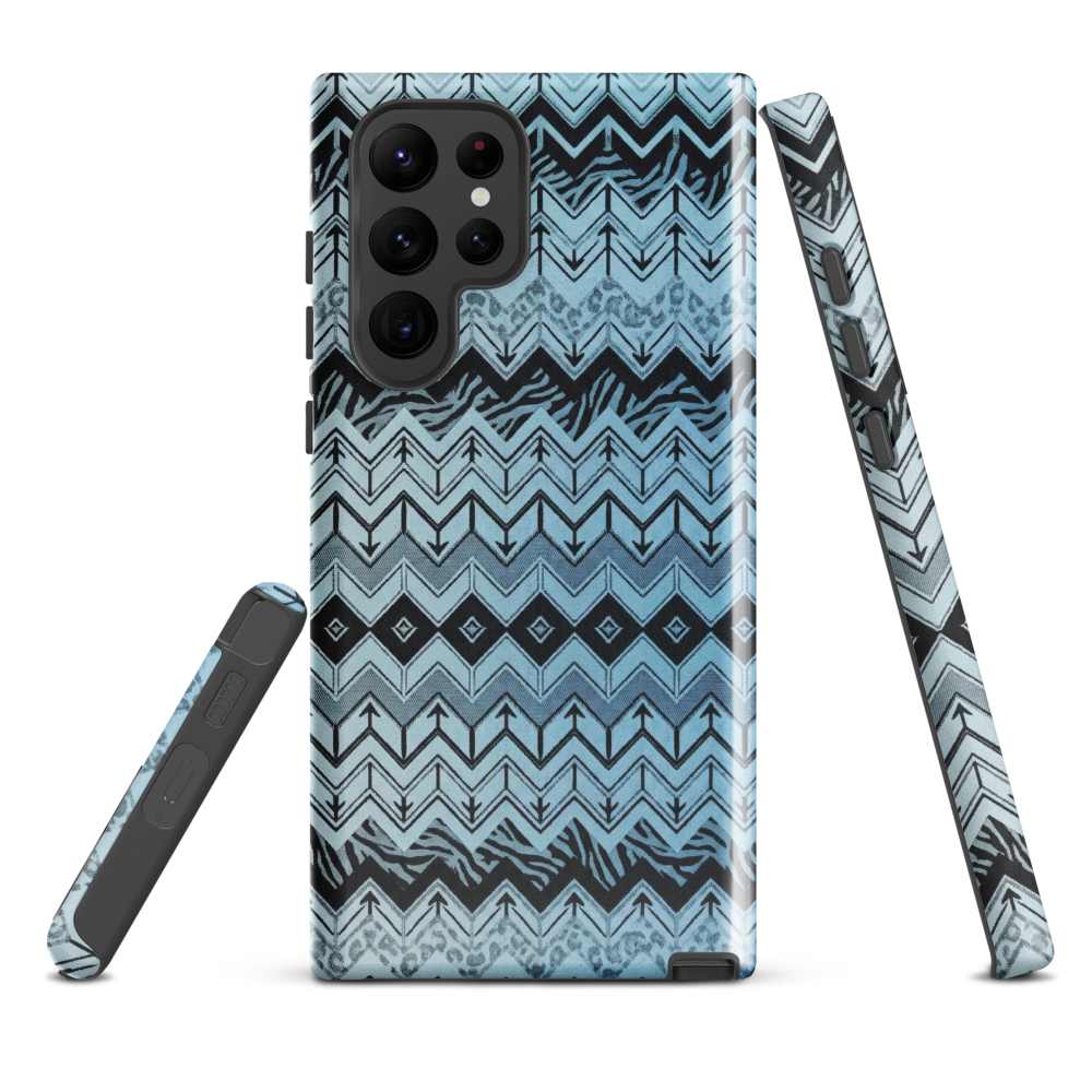 Blue Chevron Pattern Leopard & Zebra Print Tough Case for Samsung