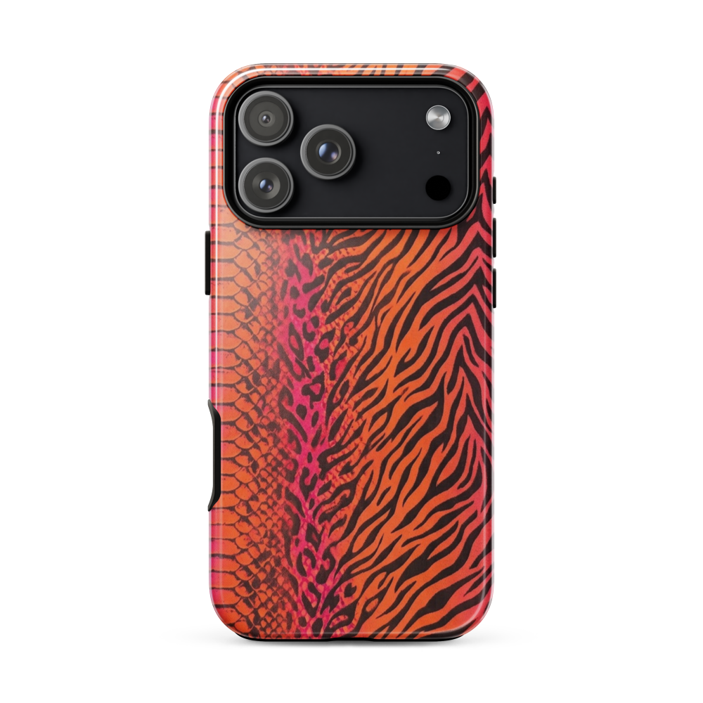 Sunset Orange & Pink Snake Skin Zebra & Leopard Print Tough Case for iPhone®