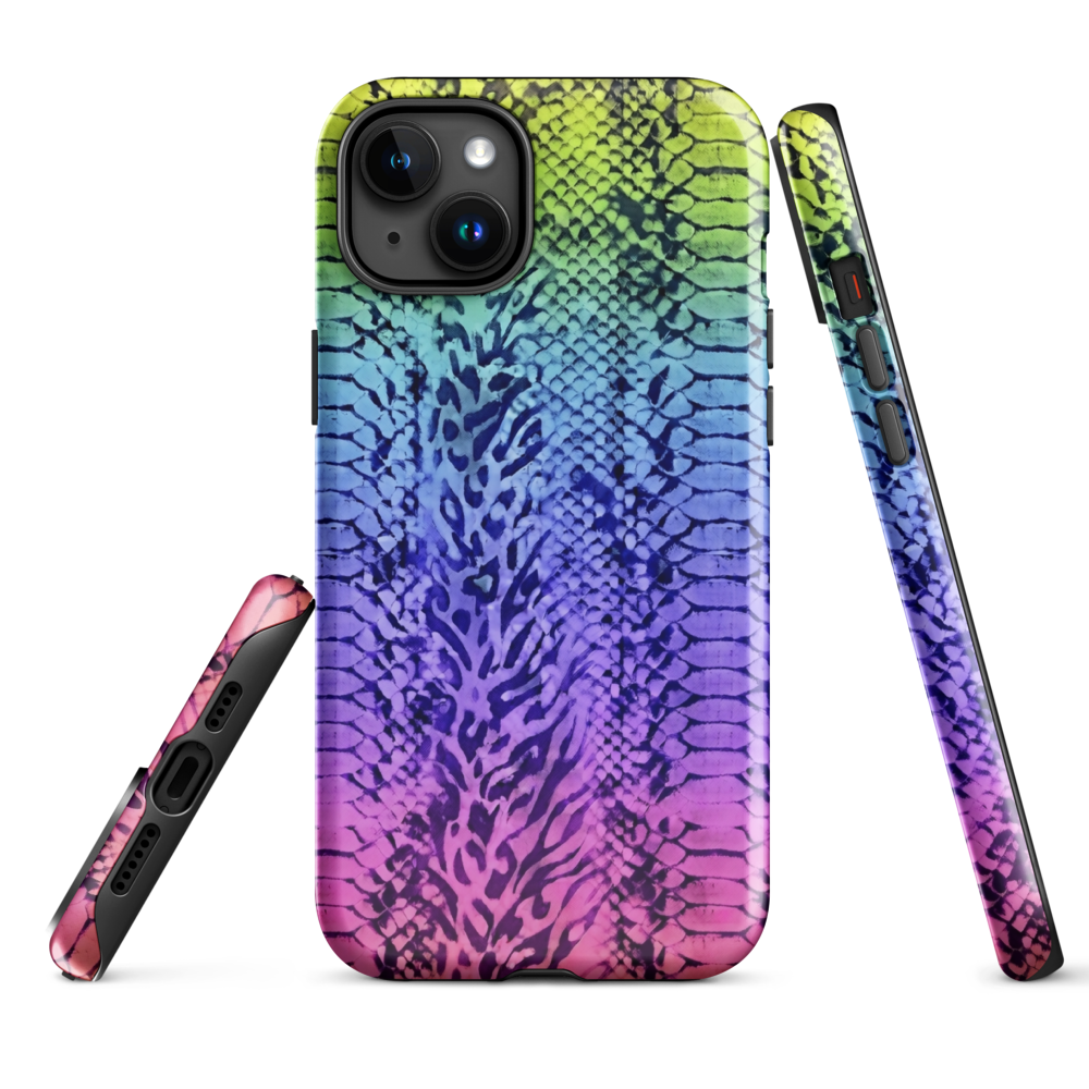 Neon Rainbow Snake Skin & Leopard Print Tough Case for iPhone®