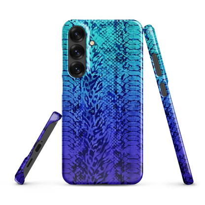 Vibrant Blue Snake & Leopard Print Snap Case for Samsung