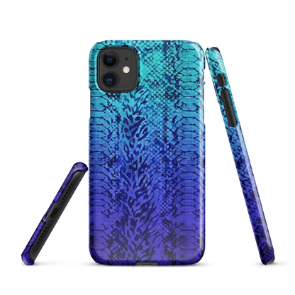 Vibrant Blue Snake Skin & Leopard Print Snap Case for iPhone
