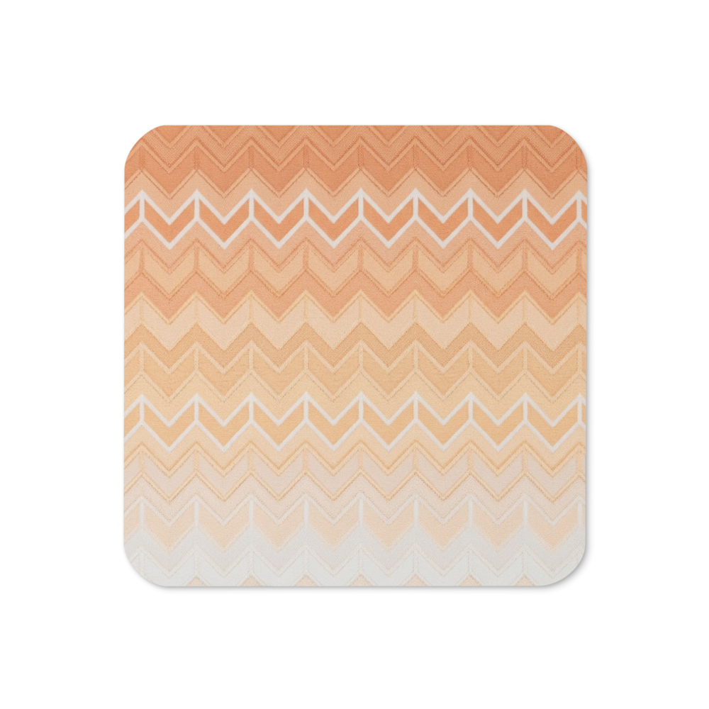 Orange Chevron Pattern Cork-Back Coaster
