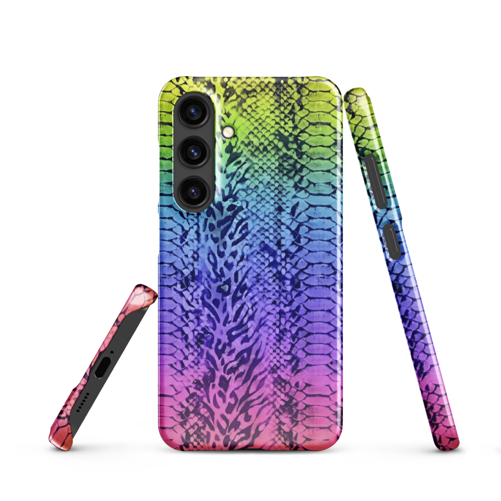 Vibrant Rainbow Snake Skin & Leopard Print Snap Case for Samsung