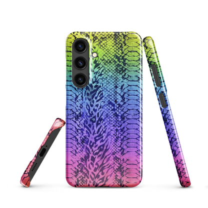 Vibrant Rainbow Snake Skin & Leopard Print Snap Case for Samsung