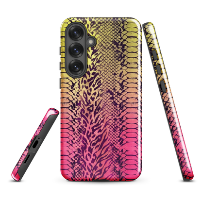 Yellow & Pink Snake Skin & Leopard Print Tough Case for Samsung