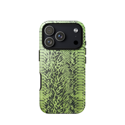Green Snake Skin & Leopard Print Tough Case for iPhone®