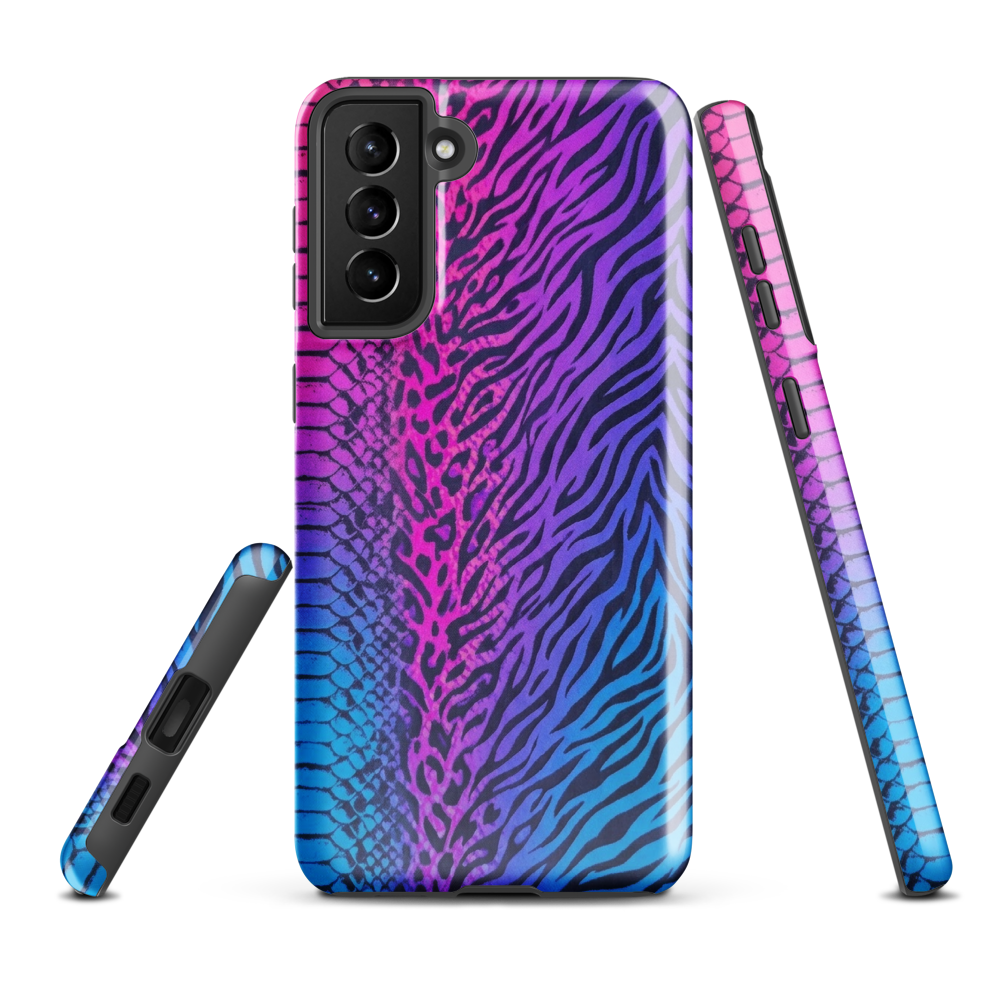 Hot Pink & Blue Snake Skin Zebra & Leopard Print Tough Case for Samsung