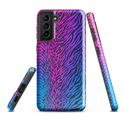Hot Pink & Blue Snake Skin Zebra & Leopard Print Tough Case for Samsung