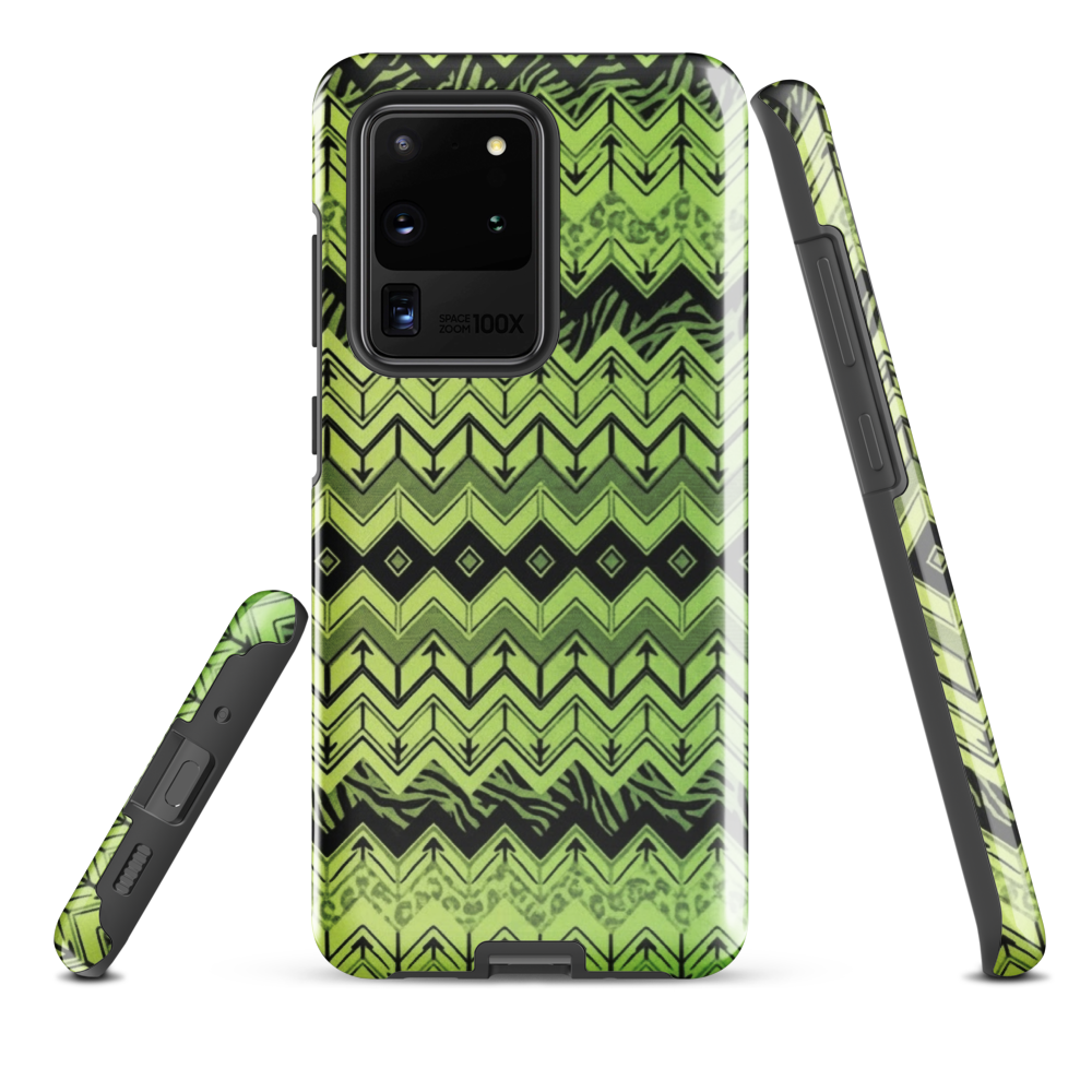 Lime Green Zebra & Leopard Print Chevron Tough Case for Samsung