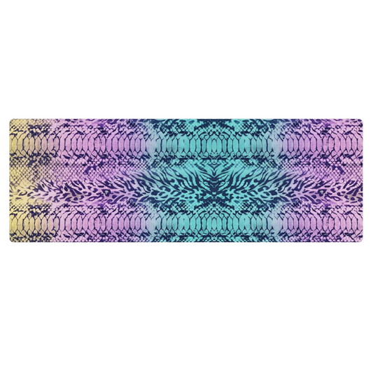 Faded Rainbow Snake Skin & Leopard Print Pilates Yoga Mat