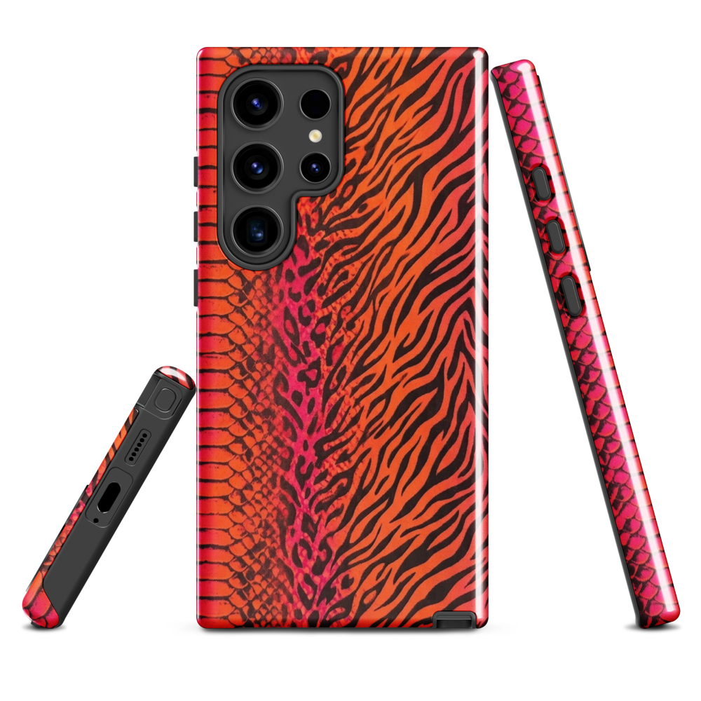 Sunset Orange & Pink Snake Skin Leopard & Zebra Print Tough Case for Samsung