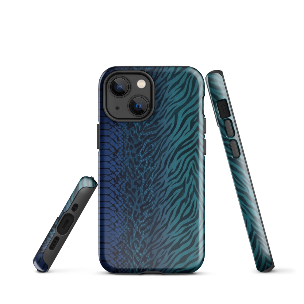 Blue & Teal Snake Skin Zebra & Leopard Print Tough Case for iPhone®