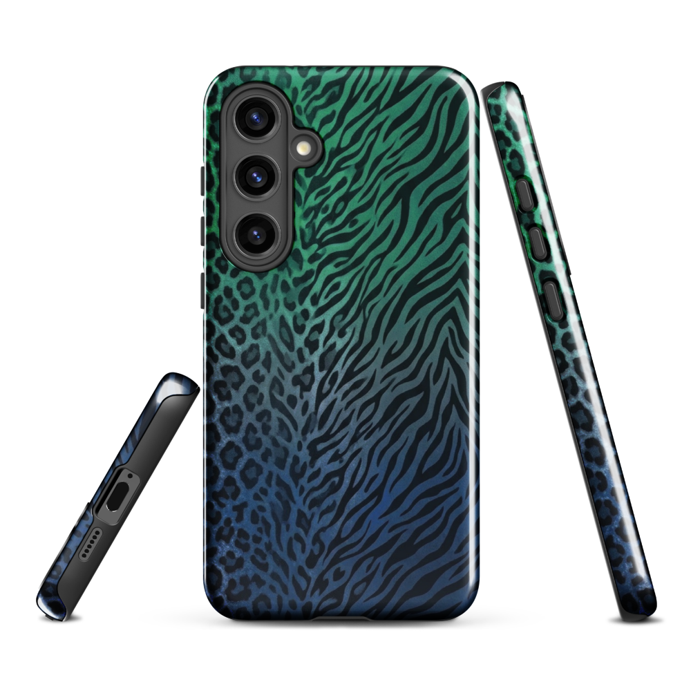 Blue to Teal Zebra & Leopard Print Tough Case for Samsung