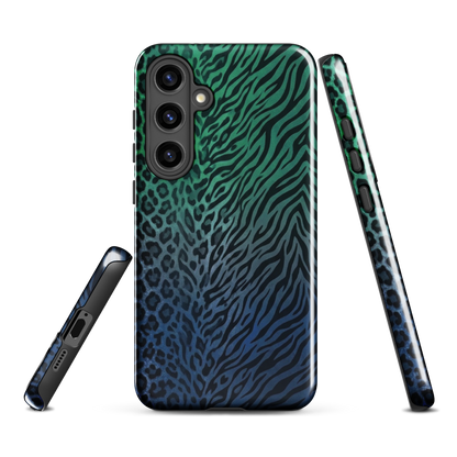 Blue to Teal Zebra & Leopard Print Tough Case for Samsung