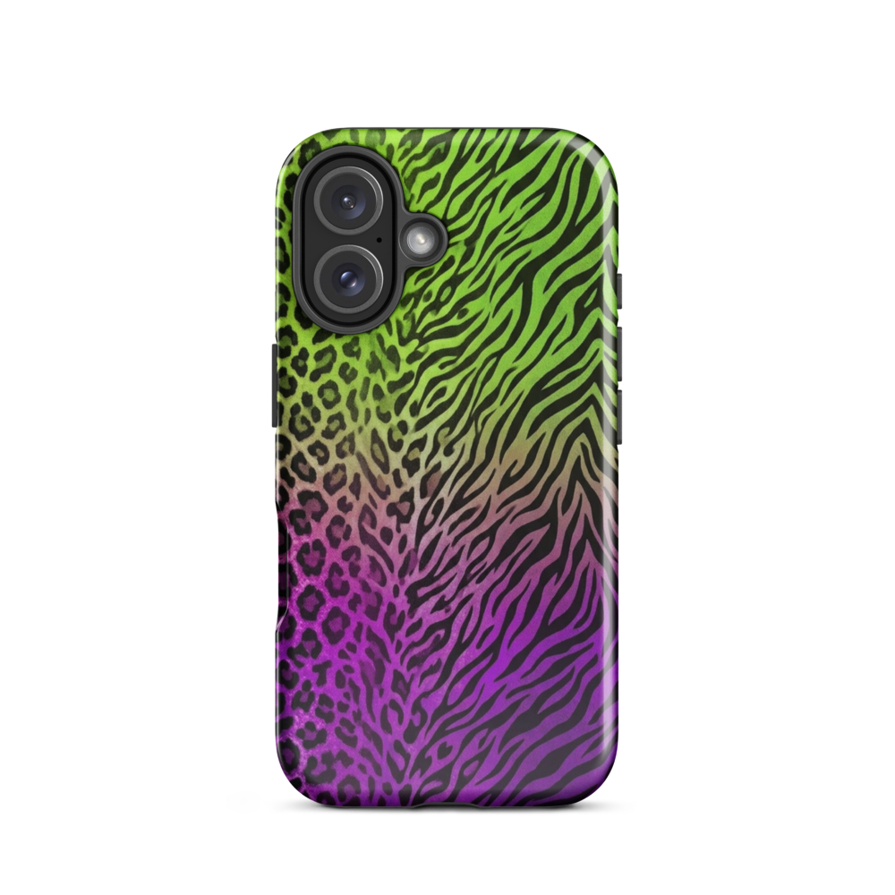 Neon Green & Purple Zebra & Leopard Print Tough Case for iPhone®
