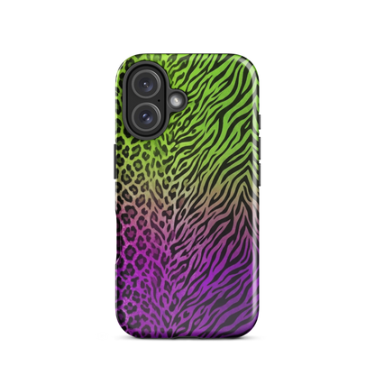 Neon Green & Purple Zebra & Leopard Print Tough Case for iPhone®