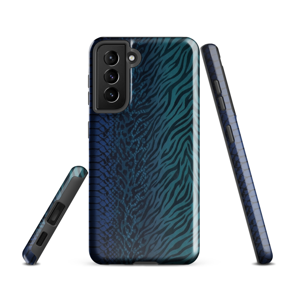 Blue & Teal Snake Skin Zebra & Leopard Print Tough Case for Samsung