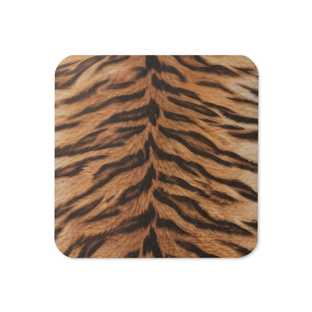 Neutral Tiger Print Cork-Back Coaster