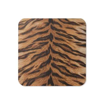 Neutral Tiger Print Cork-Back Coaster