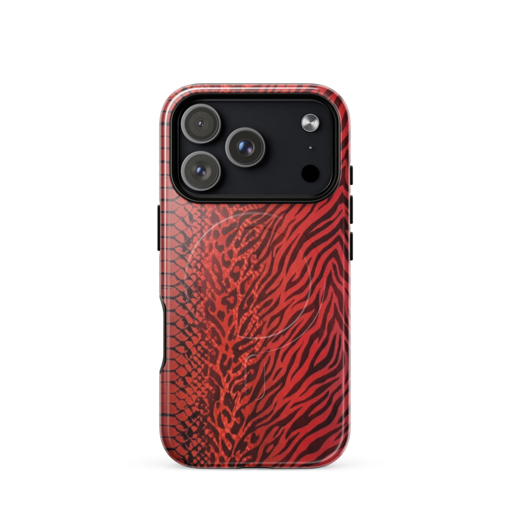 Red Zebra Snake & Leopard Print MagSafe Tough Case for iPhone®