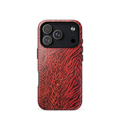 Red Zebra Snake & Leopard Print MagSafe Tough Case for iPhone®