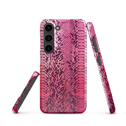 Neon Pink Snake Skin & Leopard Print Snap Case for Samsung