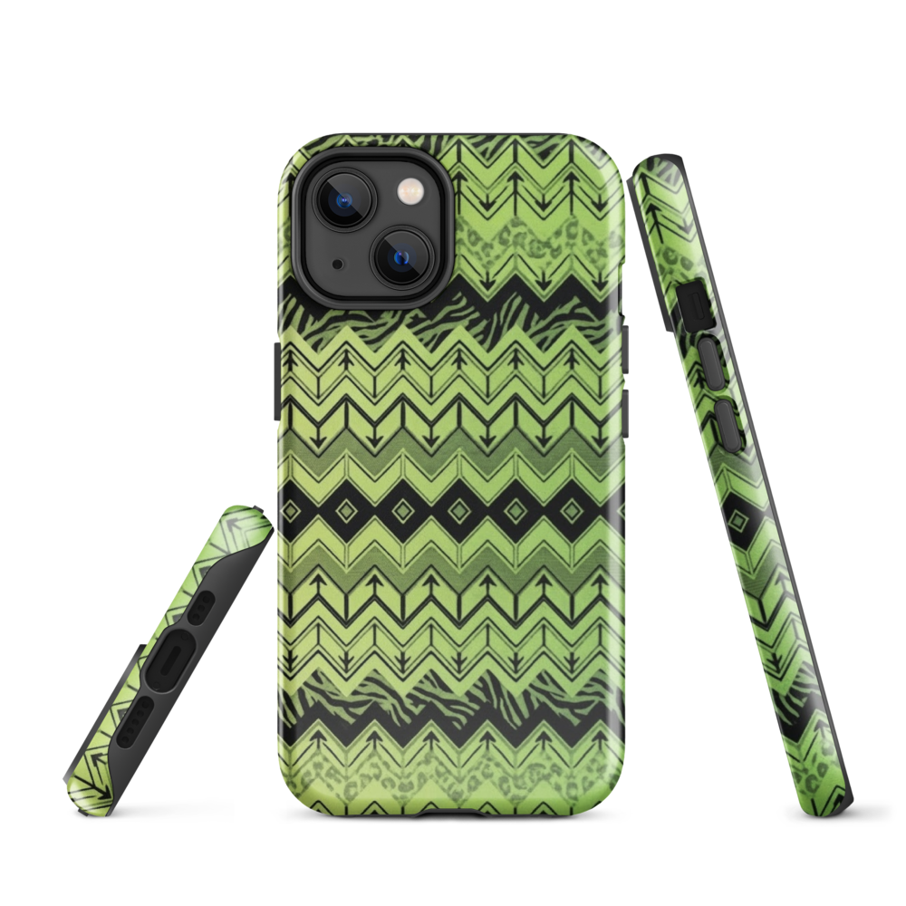 Lime Green Chevron Zebra & Leopard Print Tough Case for iPhone®