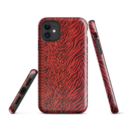 Red Zebra Snake & Leopard Print Tough Case for iPhone®