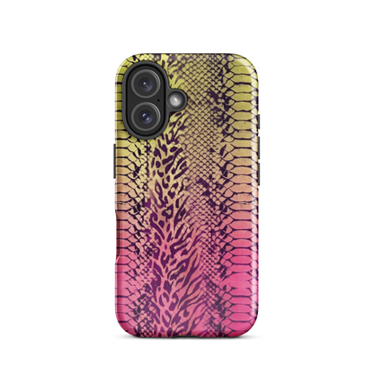 Yellow & Pink Snake Skin & Leopard Print Tough Case for iPhone®