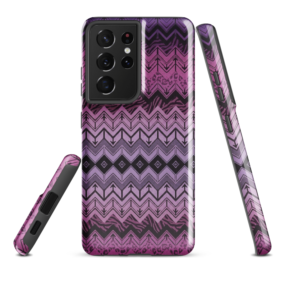 Purple Chevron Zebra & Leopard Print Tough Case for Samsung