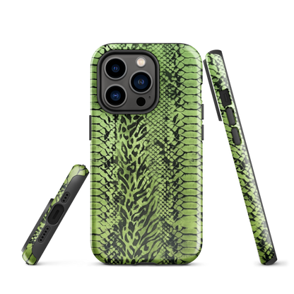 Green Snake Skin & Leopard Print Tough Case for iPhone®