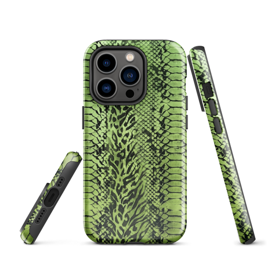 Green Snake Skin & Leopard Print Tough Case for iPhone®