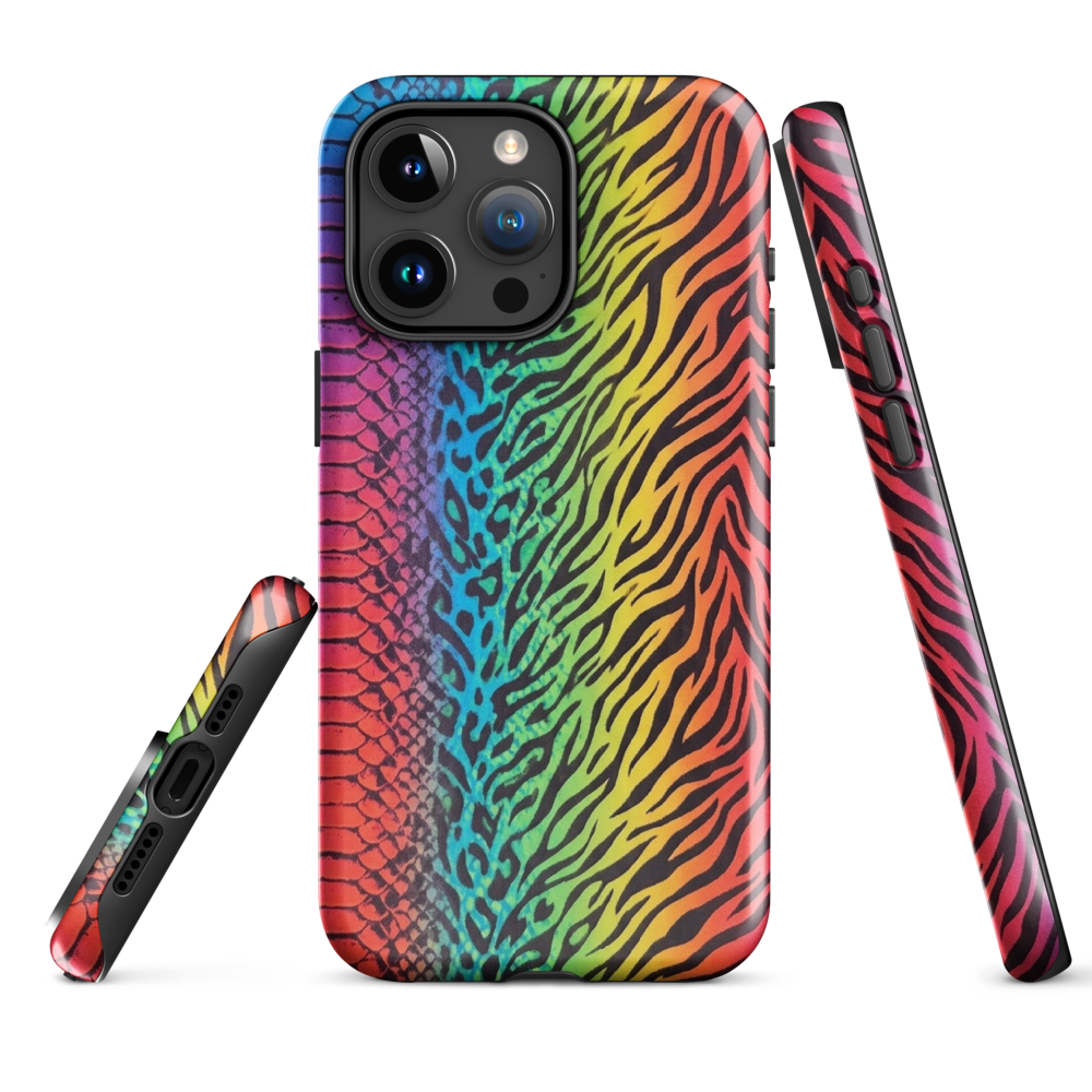 Vibrant Rainbow Snake Skin Leopard & Zebra Print Case for iPhone®