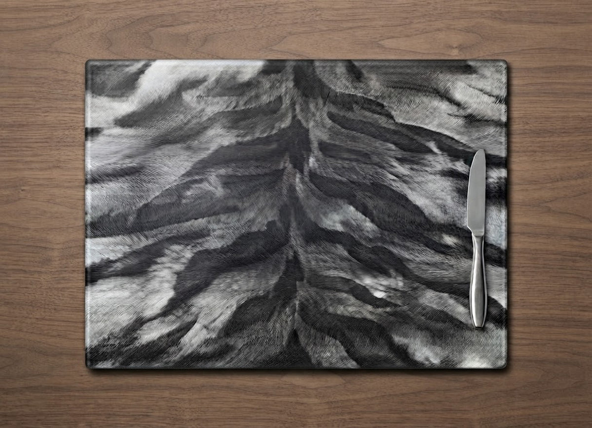 Gray Tiger Print Glass Cutting Board